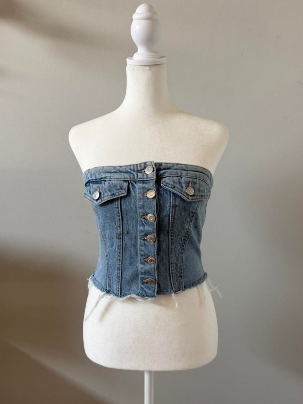 Zara Denim Bustier Top